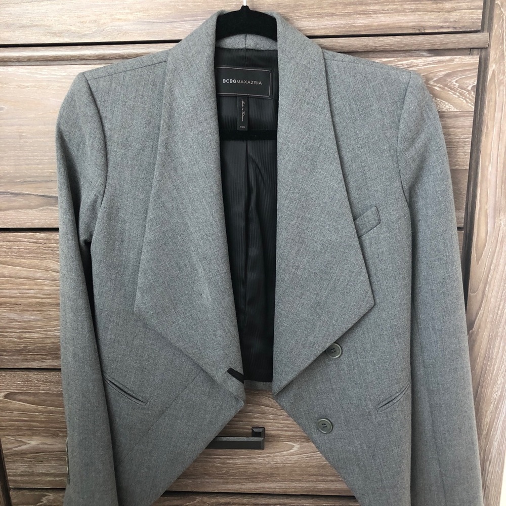 BCBGMAXAZRIA Grey Heather Asymmetrical Jacket